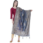 A R Silk Dark Gray Color Silk Pahadi Print Dupattas and Chunnis | Grocsy