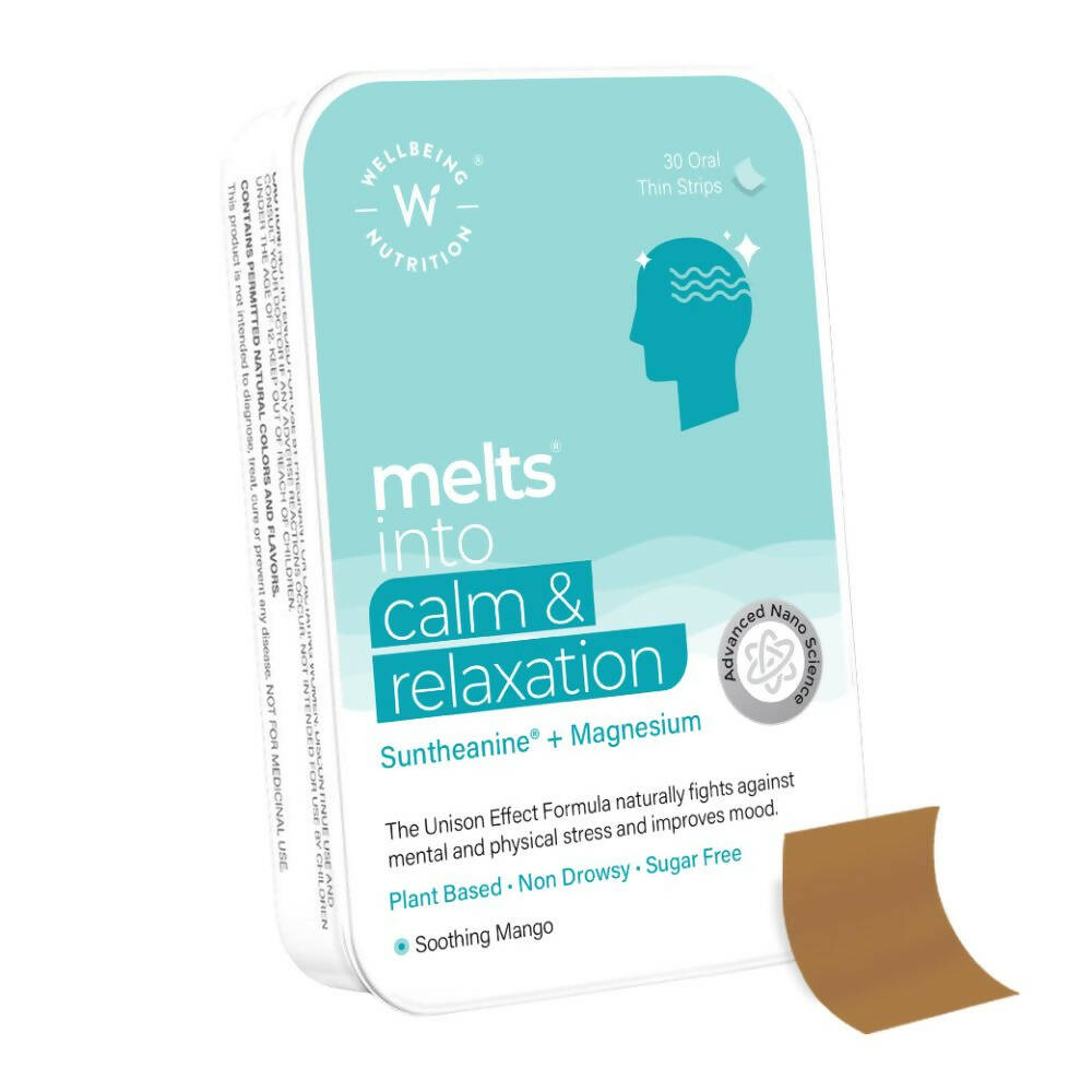 Wellbeing Nutrition Melts Calm & Relaxation Oral Strips-Soothing Mango Flavor | Grocsy