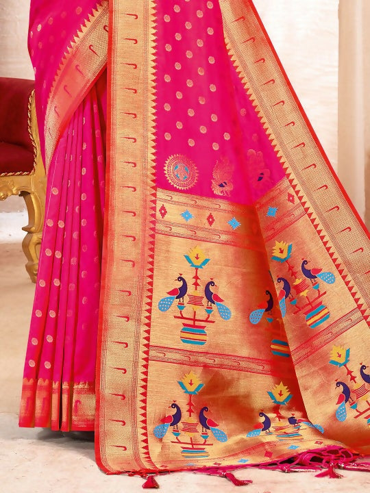 Shree Shyam Fashion Paithani Silk Magenta Saree | Grocsy