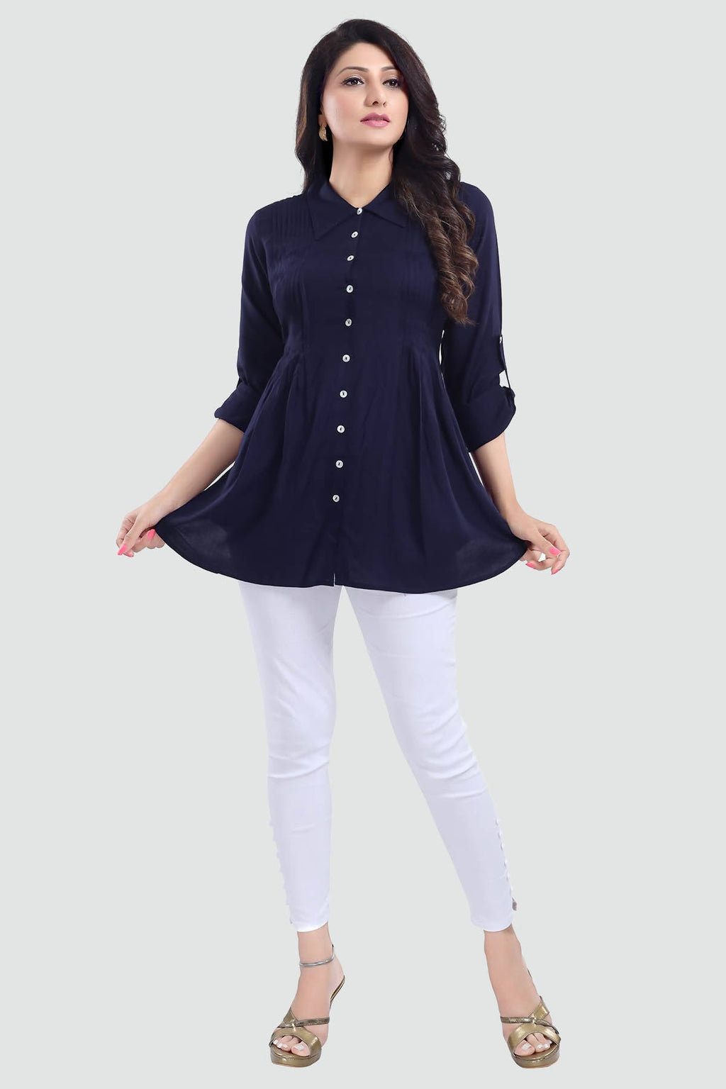 Snehal Creations Navy Blue Rayon Classy Tunic For Ultimate Look | Grocsy
