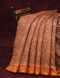 Orange and Rust Printed Semi Chanderi Saree By Gayathri Reddy Designer Studio | Grocsy