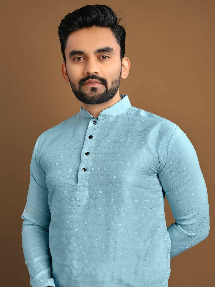 Traditional Men's Kurta Payjama Sets by Infinity Export - Sky Blue | Grocsy