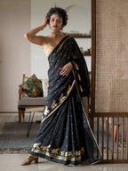 Suta Black Ethnic Motifs Cotton Blend Saree | Grocsy