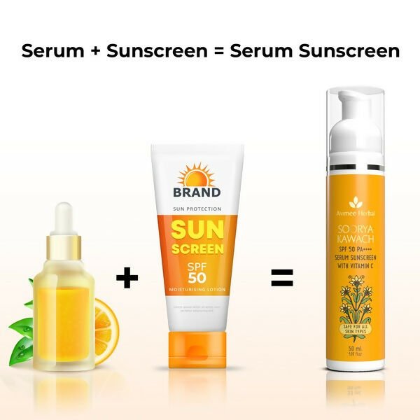 Avimee Herbal Soorya Kawach SPF 50 PA++++ Vitamin C Serum Sunscreen | Grocsy