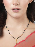 NVR Women Ethnic Gold-Polished Beaded Mangalsutra | Grocsy