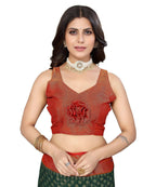 Vamika Green Chiffon Brasso Bollywood Style Woven Saree (DIMPLE GREEN) | Grocsy