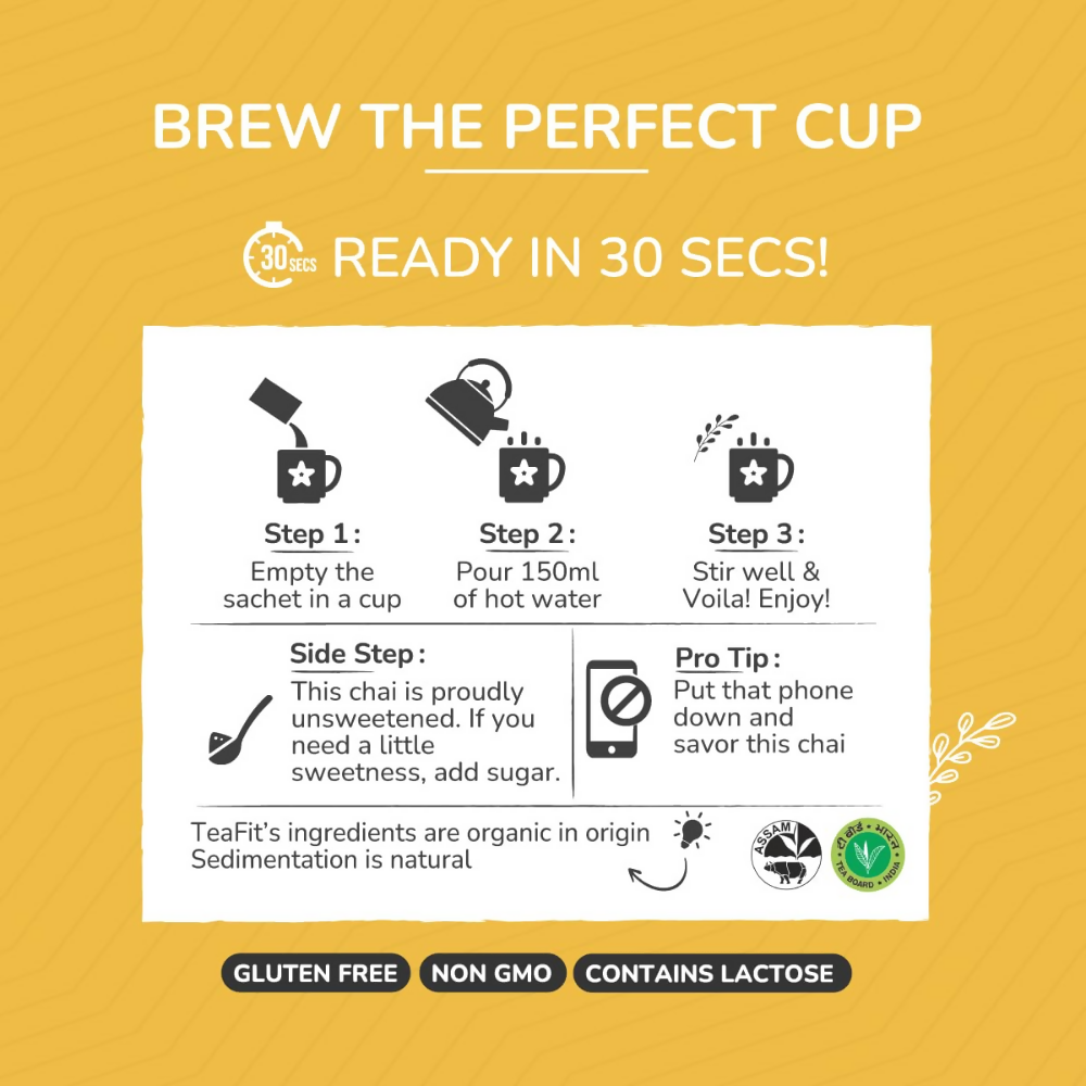 TeaFit Premium NO SUGAR Instant Saffron Tea Premix | Grocsy