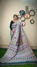 Exclusive Collection Handloom Dhakai Jamdani Saree - Brown | Grocsy