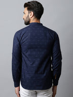 Even Apparels Navy blue Color Pure Cotton Men's Kurta With Band Collar (PRT1184) | Grocsy