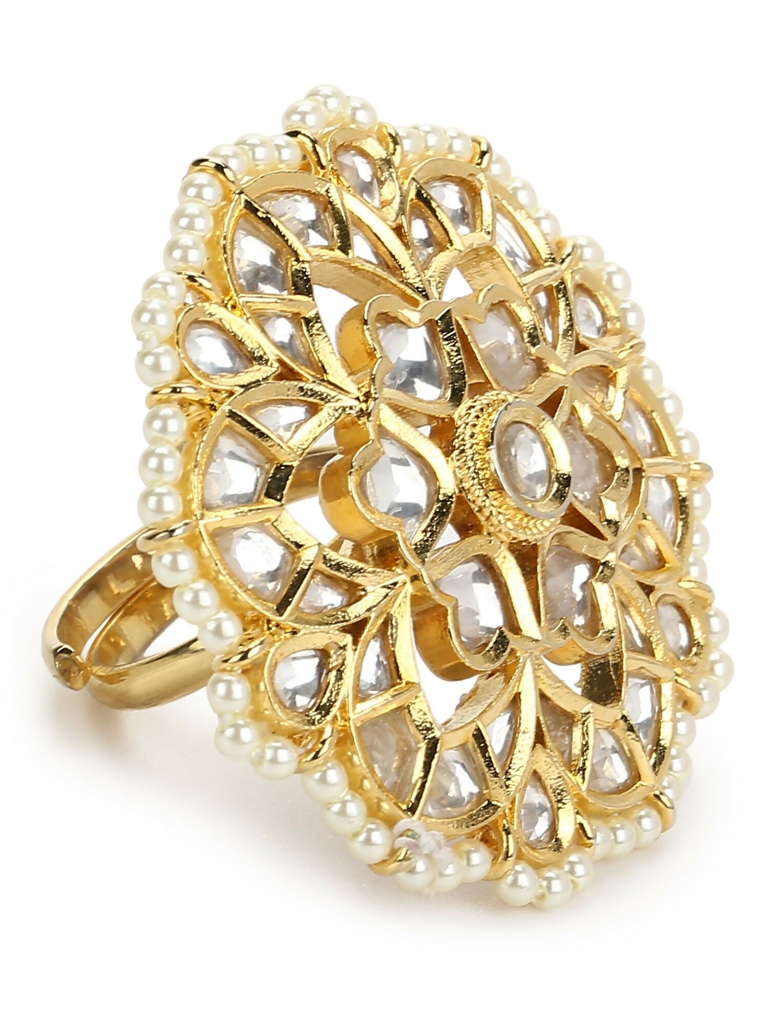 Oversized Kundan Ring- Ruby Raang | Grocsy
