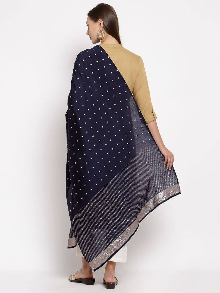 Myshka Women's Navy Blue Georgette Print Casual Dupatta | Grocsy