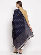Myshka Women's Navy Blue Georgette Print Casual Dupatta | Grocsy