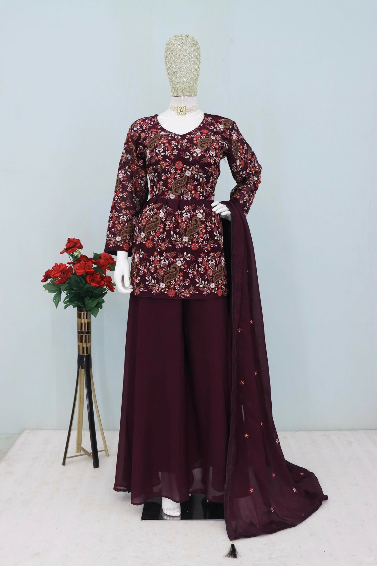 Anaita Purple Chiffon Embroidered With Sequins Work Salwar Suit | Grocsy