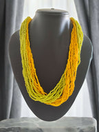 Inhanns Handmade Beaded Multilayer Necklace, 20 Layers - Neon Green & Yellow | Grocsy