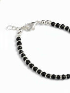 NVR Women Silver Plated Black Beaded Adjustable Bracelet | Grocsy