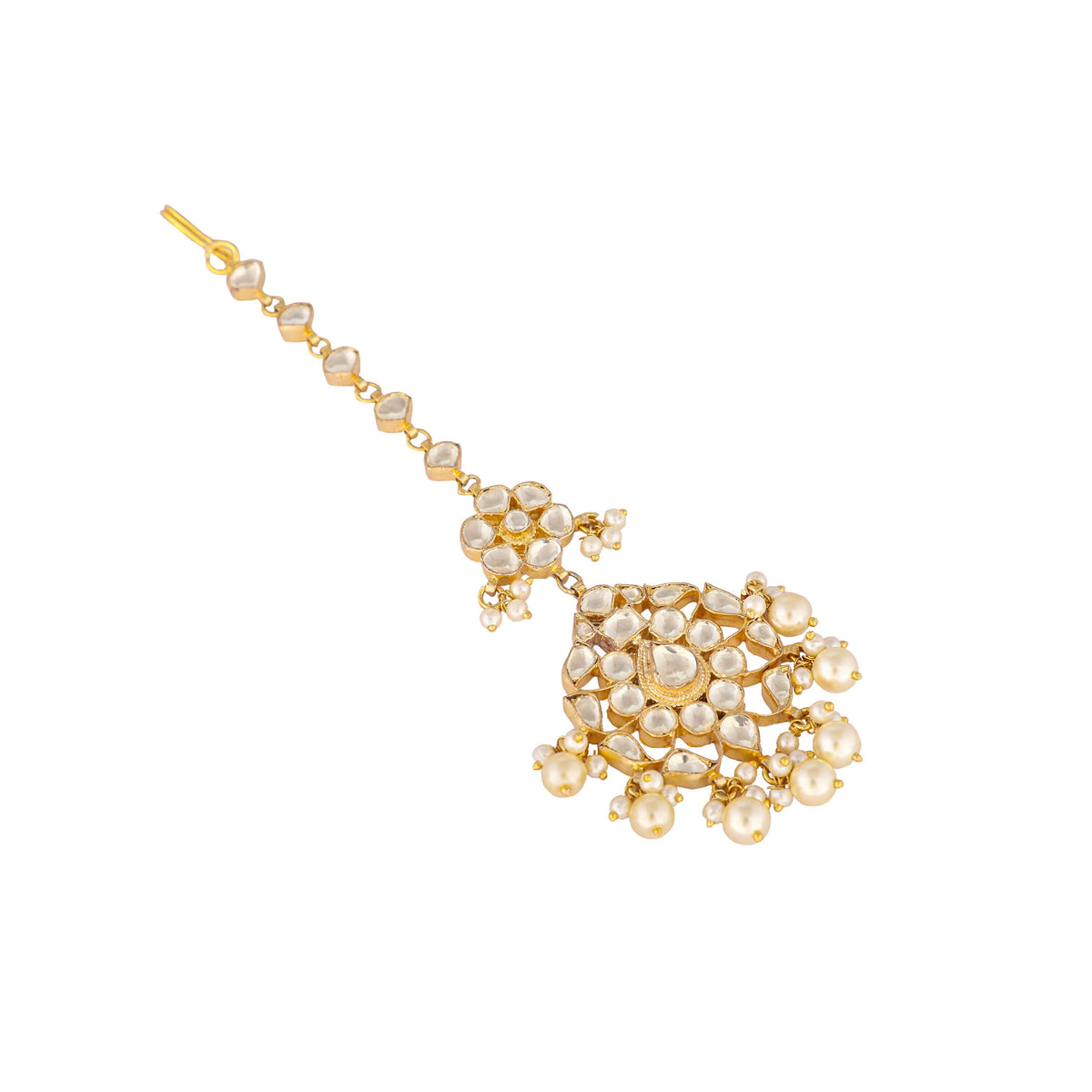 Nuyug 22K Gold-Plated Kundan Studded Maang Tikka Head Jewellery | Grocsy