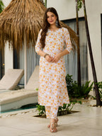 The52 Yellow Women's Beautiful Printed Silk Blend Fabric with Straight Kurta, Pant and Dupatta Set | Grocsy