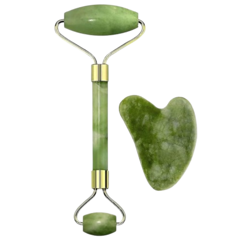 Bronson Professional Jade Roller & Gua Sha Face Neck Dual Head Massage Kit | Grocsy
