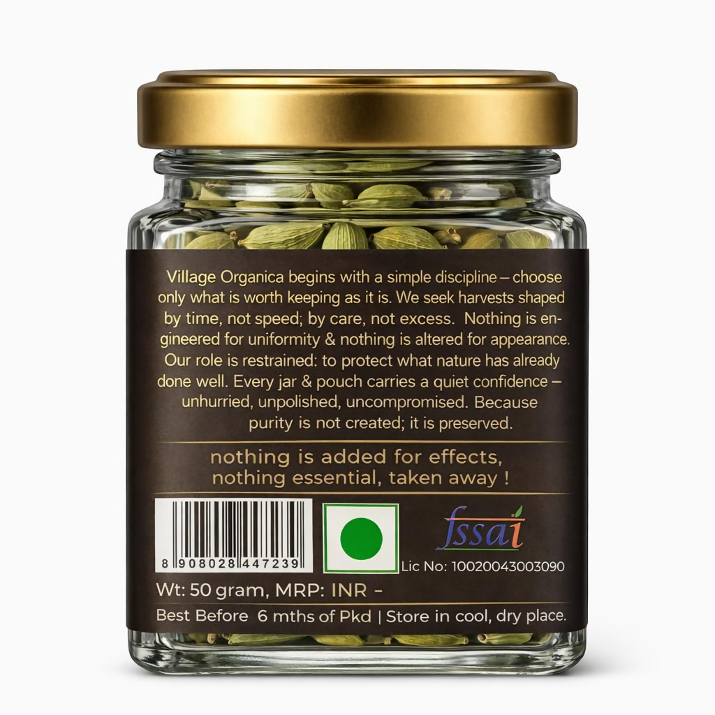 Village-Organica Green Cardamom (Elaichi) Whole – Handpicked | Grocsy