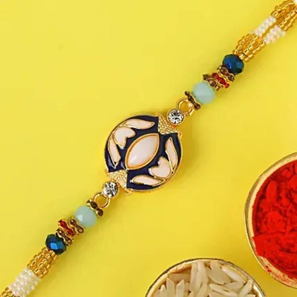 Meenakari Charm Rakhi & Ferrero Rocher Box | Grocsy