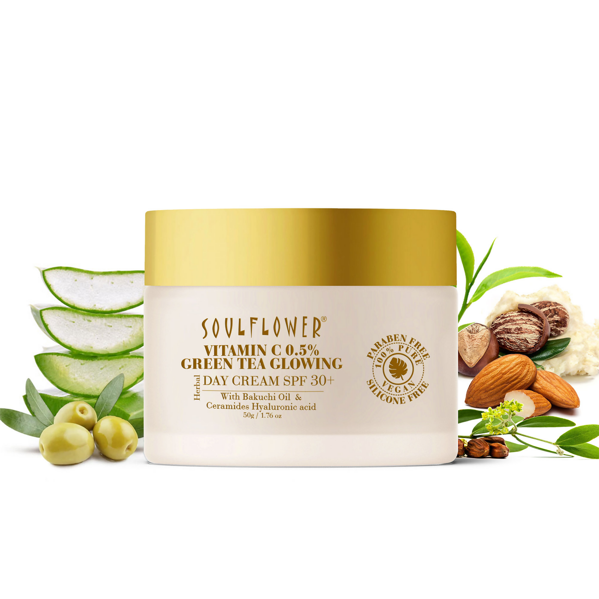 Soulflower Vitamin C Green Tea Glowing Day Cream | Grocsy