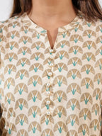 Aramya Straight Soft Cotton Floral Print Women's Kurta Set - Off White | Grocsy