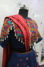 Blue Viscose Rayon Thread Embroidered Navratri Lehenga Choli with Dupatta - Raas | Grocsy