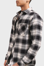 Xkind Black Flannel Checks Regular Fit Shirt | Grocsy