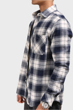 Xkind Men's Navy Blue Flannel Checks Regular Fit Shirt | Grocsy