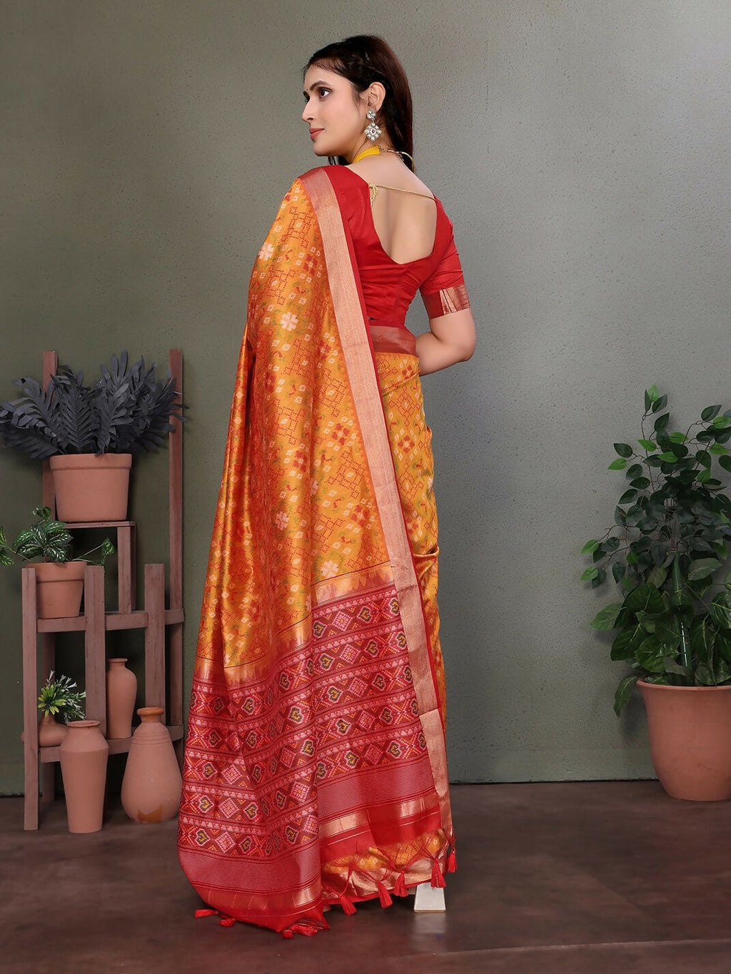 Joban Fashion Orange Plain Banarasi Silk Sarees | Grocsy