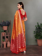 Joban Fashion Orange Plain Banarasi Silk Sarees | Grocsy