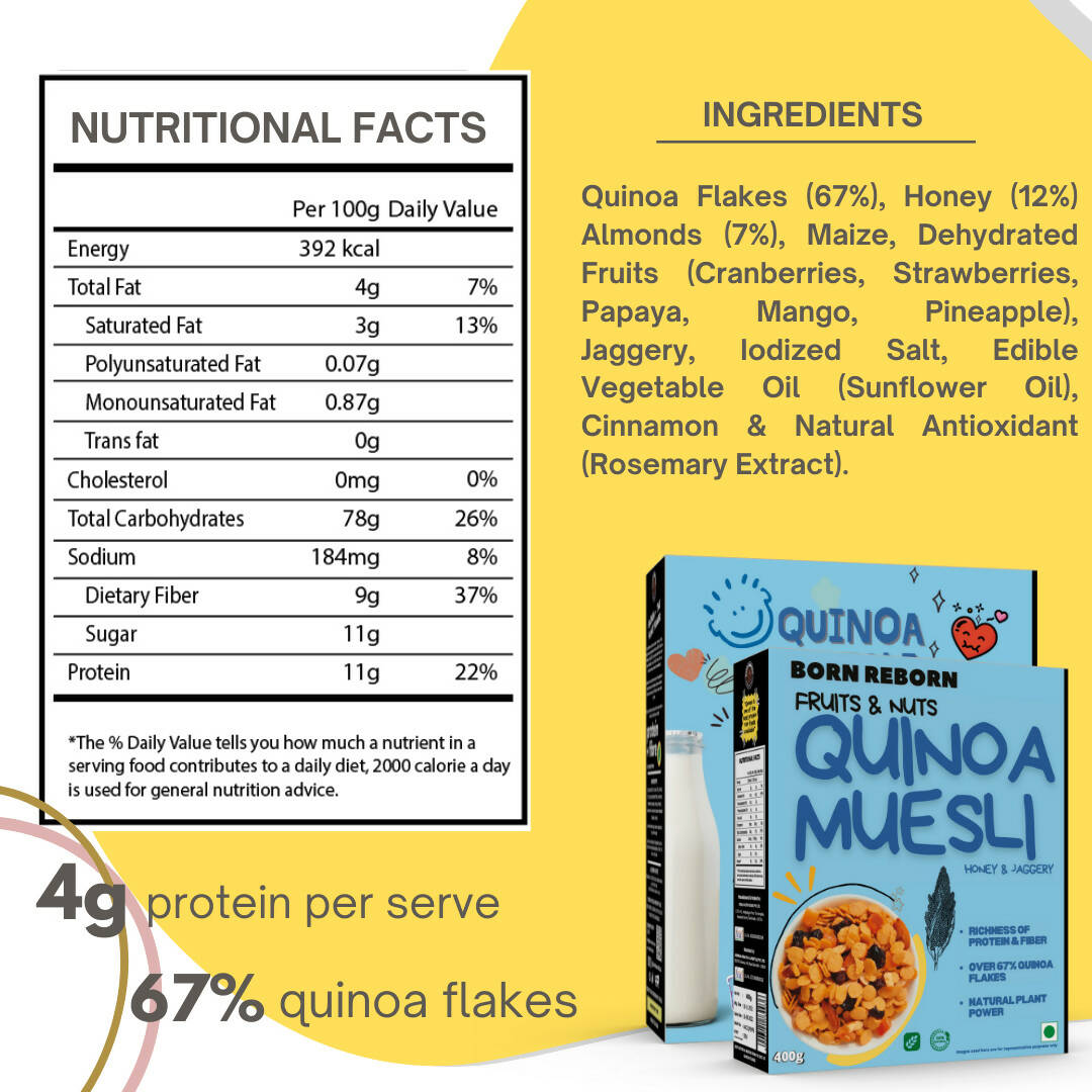 Born Reborn Quinoa Muesli with Honey Fruits and Nuts | Grocsy