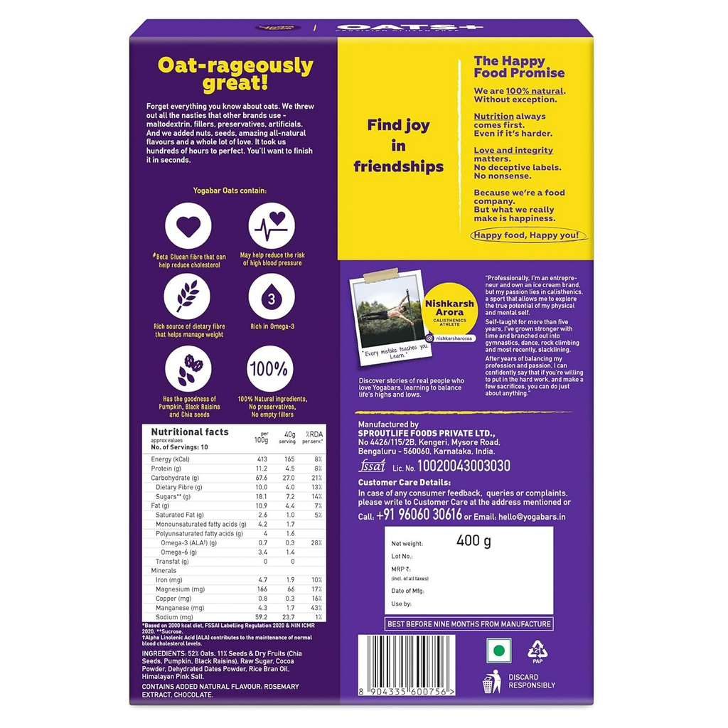 Yoga Bar Multigrain Energy Snack Bars - Dark Chocolate Flavour Premium Super Oats Combo | Grocsy