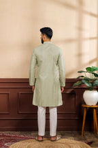 Pista Art Silk Digital Printed, Embroidery Work Kurta Set - Mahotsav | Grocsy