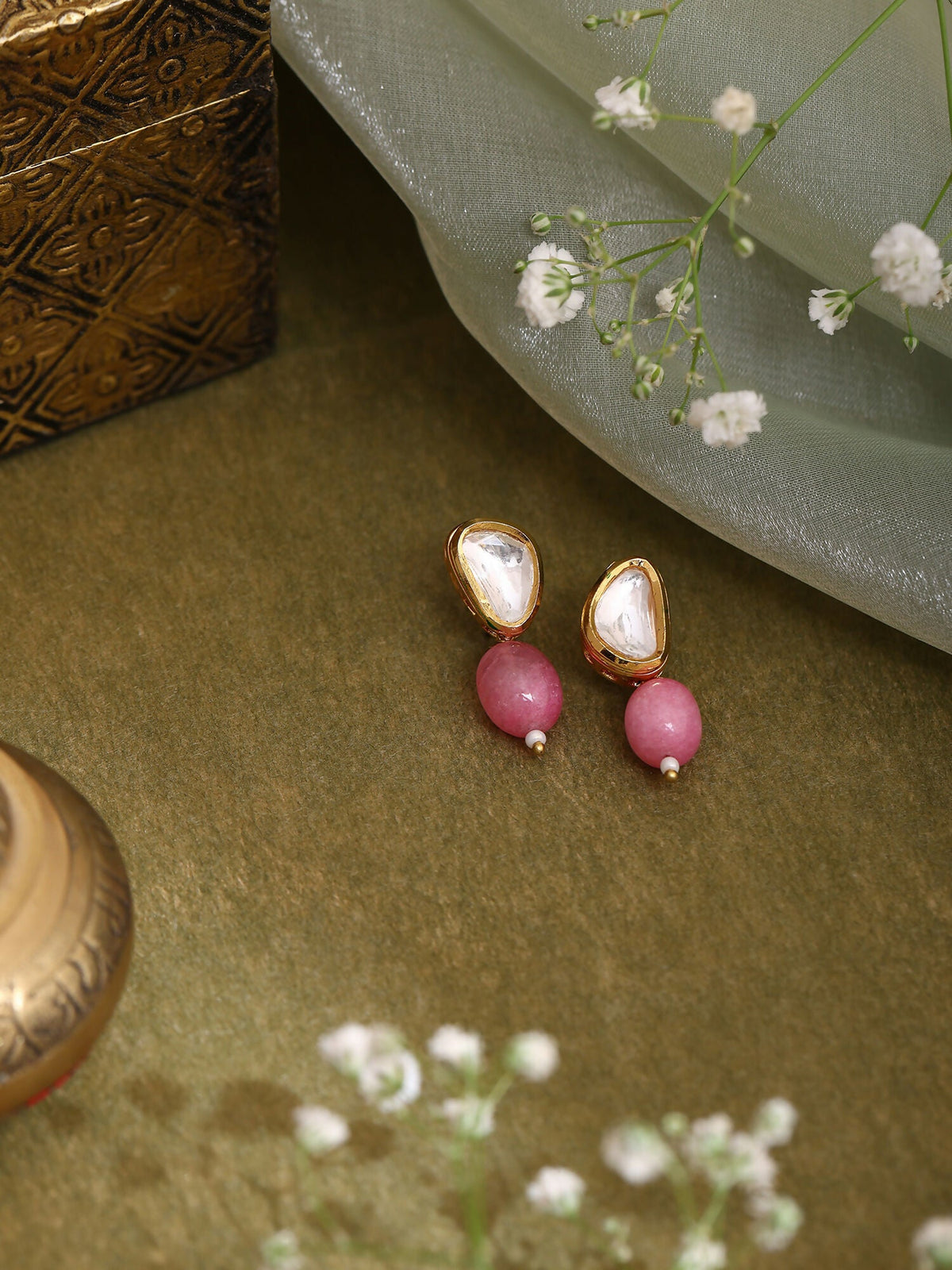 Ruby Raang Pink Kundan Studs | Grocsy