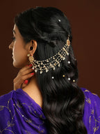 Ruby Raang Gold Kundan and Pearl Chain (set of 2) | Grocsy