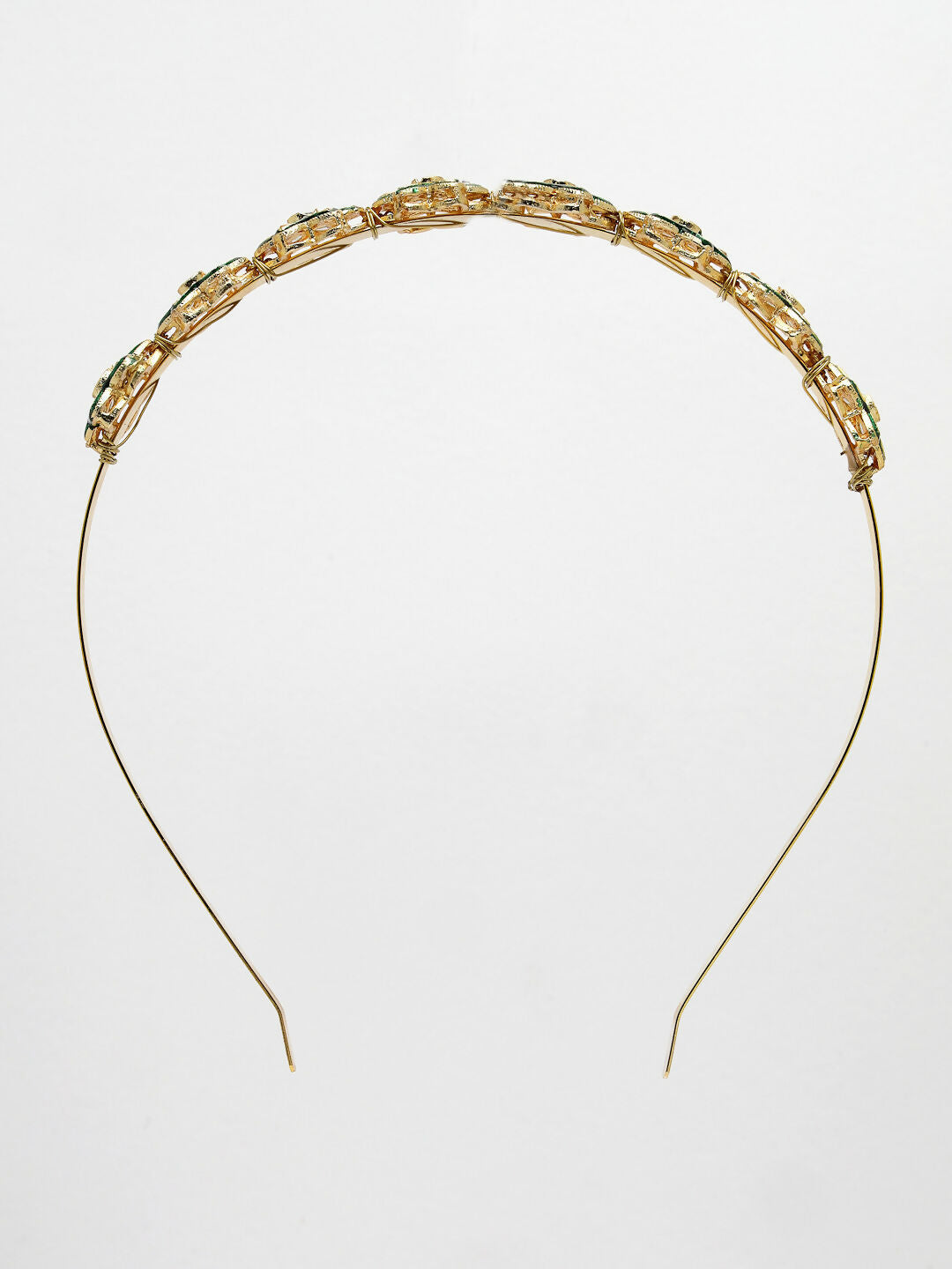 NVR Women's Gold-Polished Kundan Embellished Hairband | Grocsy