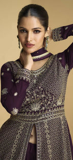 Vastranavya Purple Georgette Embroidered Sequins Work Anarkali Style A Line Suits | Grocsy