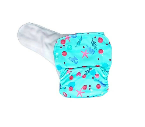 Kindermum Nano Aio Cloth Diaper With 2 Organic Cloth Insert- Seashore For Kids | Grocsy