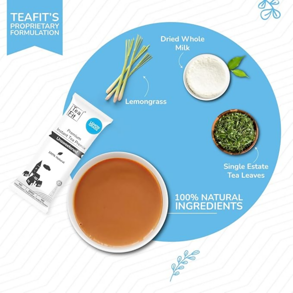 TeaFit Premium NO SUGAR Instant Lemongrass Tea Premix | Grocsy