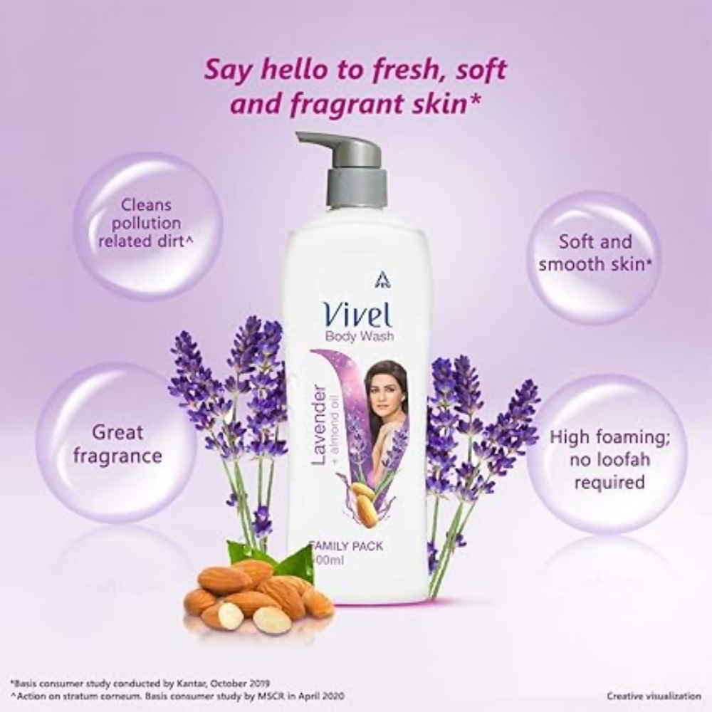 Vivel Body Wash, Lavender & Almond Oil And Mint & Cucumber, Shower Creme Combo Pack | Grocsy