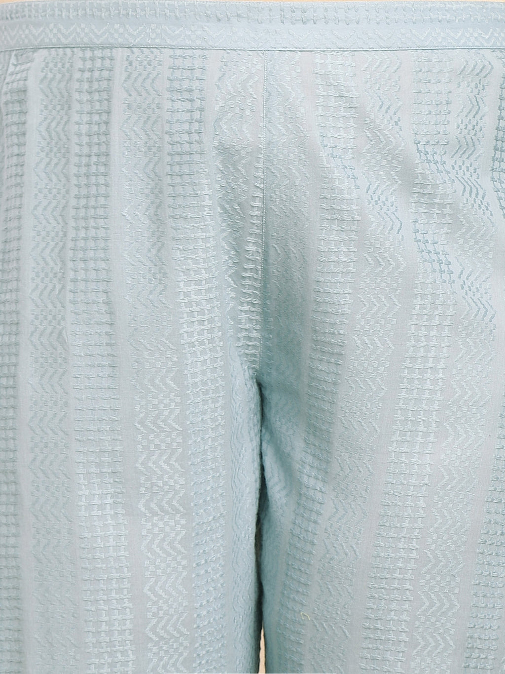 Janasya A-Line Jacquard Light Blue N/A Collar Co-Ords | Grocsy