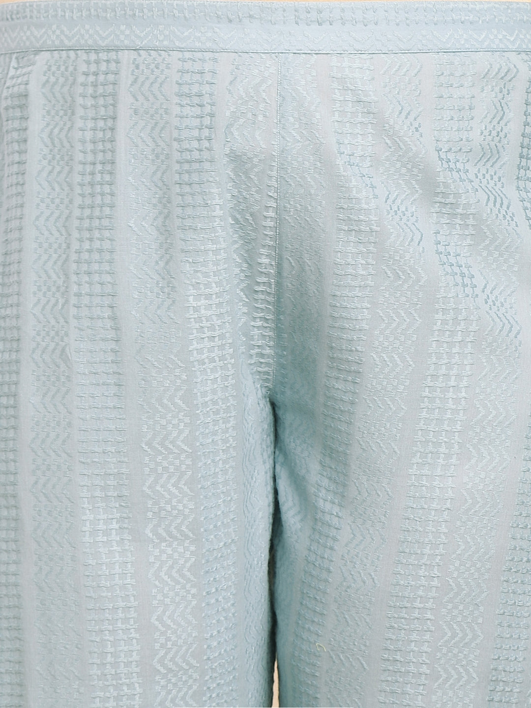 Janasya A-Line Jacquard Light Blue N/A Collar Co-Ords | Grocsy