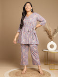 Janasya A-Line Cambric Grey - V-Neck Co-Ords | Grocsy