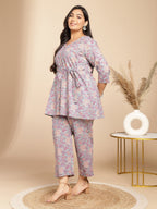 Janasya A-Line Cambric Grey - V-Neck Co-Ords | Grocsy