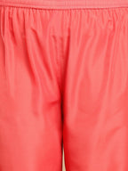 Janasya Angrakha Muslin Peach Solid V-Neck Kurta & Bottom | Grocsy