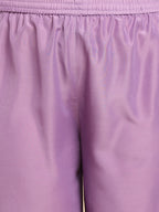 Janasya Pleated Muslin Lavender Embroidered V-Neck with Band Collar Kurta & Bottom | Grocsy