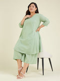 Janasya Light Dobby Cotton Self Design A-Line Top & Bottom Set | Grocsy