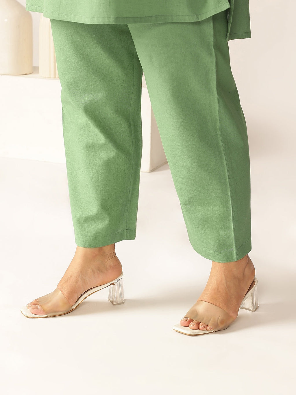 Janasya Dark Cotton Solid A-Line Top & Bottom Set | Grocsy