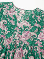 Janasya Dark Cotton Floral Tiered Dress | Grocsy